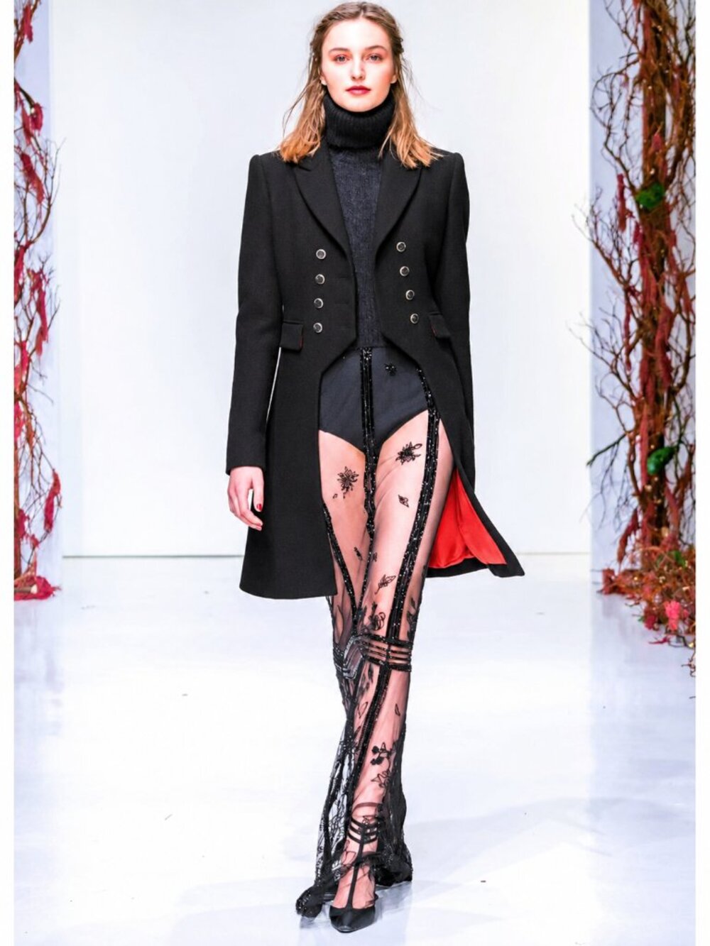 💥SPECTACULAR!💥RACHEL ZOE Alicia Tuxedo 100% Tailored Wool & Silk Black Peacoat